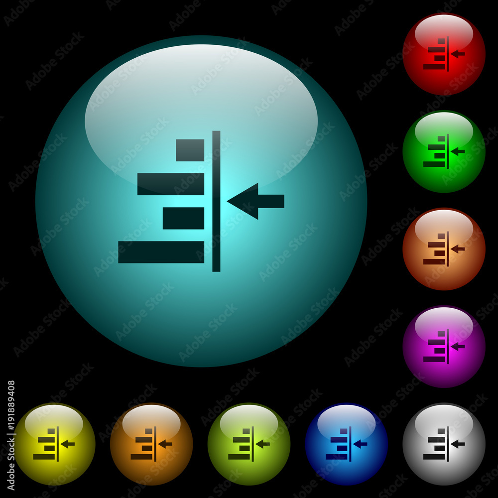Poster increase right indentation of content icons in color illuminated glass buttons