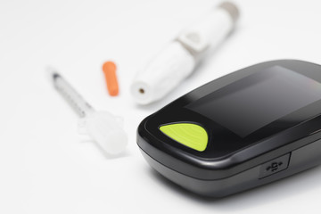 Glucose level meter with insulin syringe for diabetes disease 