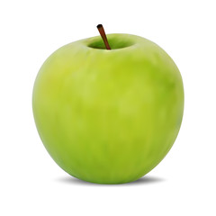 Fresh green apple isolated on a white background . 