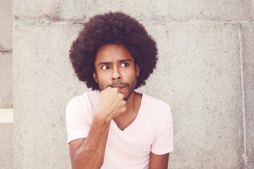 Neurotic african american hipster man