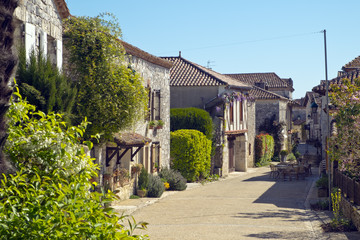 A quiet picturesque street in Pujols, Lot-et-Garonne, France. This historic village  is a member of "Les Plus Beaux Villages de France" association.