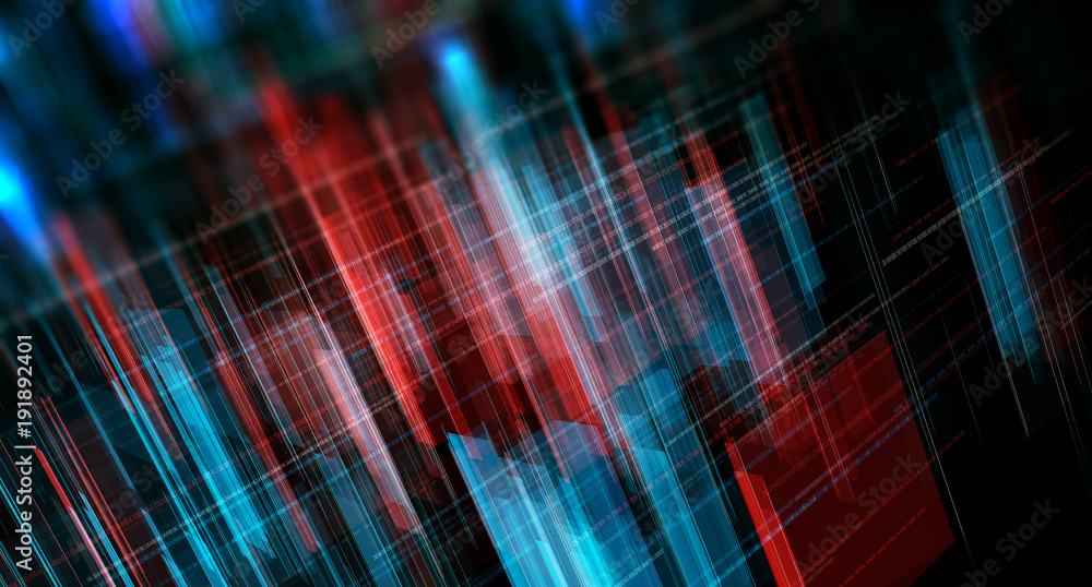 Poster Block chain network/Blockchain network concept , Distributed register technology , Block chain text and computer connection with colored background