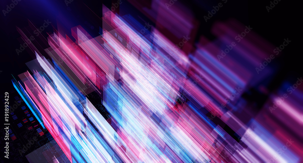 Poster Block chain network/Blockchain network concept , Distributed register technology , Block chain text and computer connection with colored background
