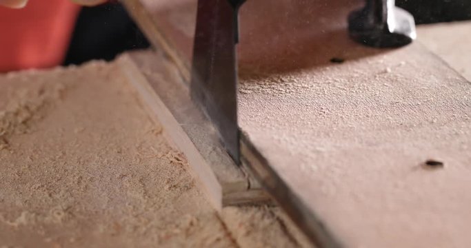 Wooden saw cut with a jigsaw