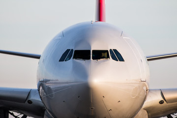Close-up front of the fuselage of the passenger aircraft