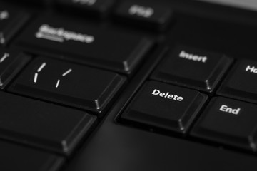 Black computer keyboard close up