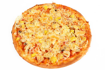Pizza mit Peperoni und Zwiebeln