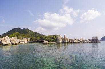 Naklejka premium Emerald water: Koh Nang Yuan Island Harbour at Koh Tao province of Koh Samui - Thailand, Asia