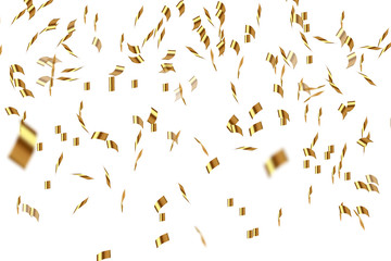 Golden Confetti on a transparent background. Vector illustration of flying confetti.