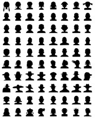 Black silhouettes of different avatars on a white background