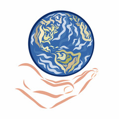 Planet earth in hand, pattern