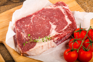 Raw ribeye steak