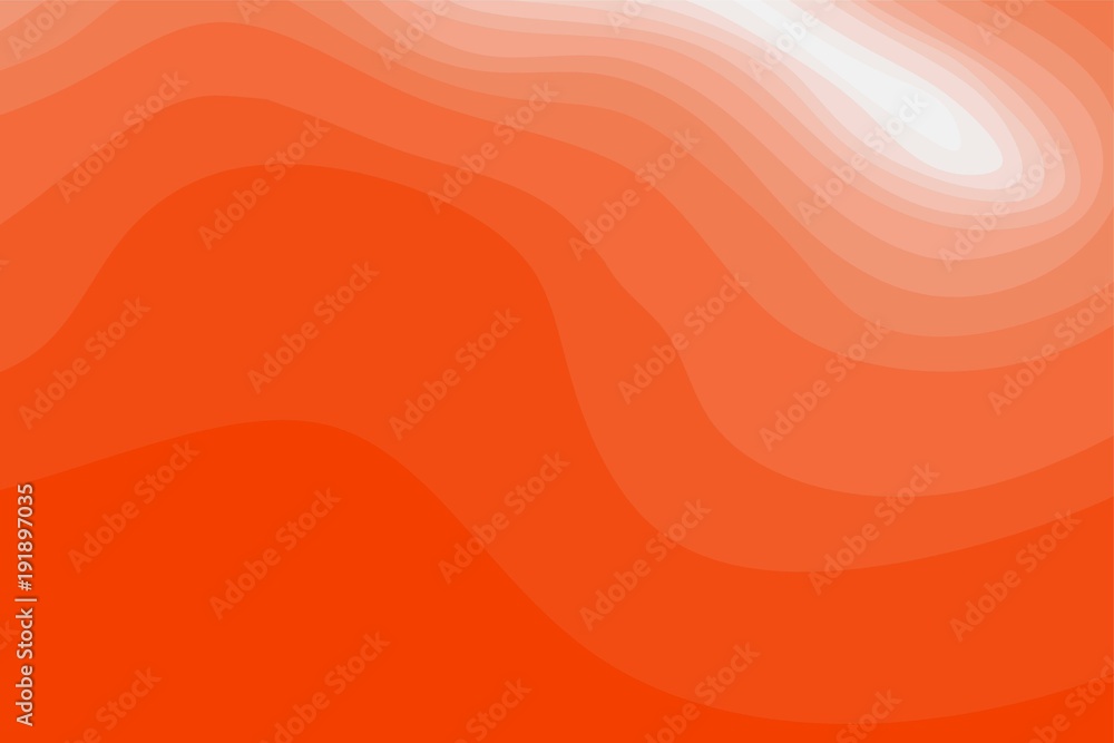 Leinwandbilder Abstract orange and white topographic contours lines of mountains. Topography map art curve line drawing background with copy space. Paper layer vector illustration.