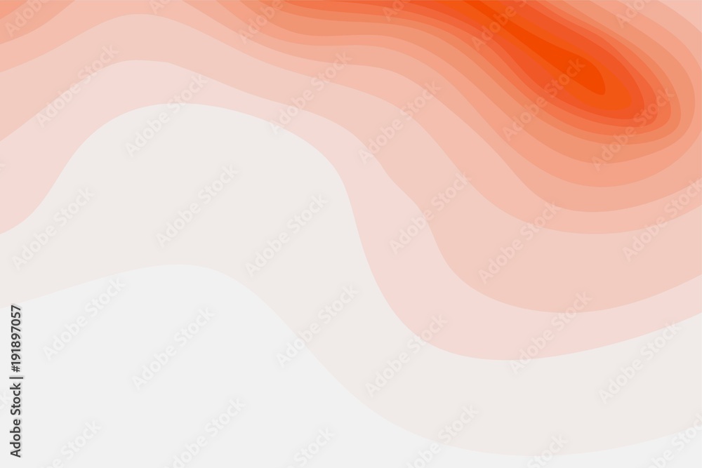 Fototapete Abstract orange and white topographic contours lines of mountains. Topography map art curve line drawing background with copy space. Paper layer vector illustration.