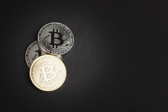 Bitcoin, the digital currency, soft focus background