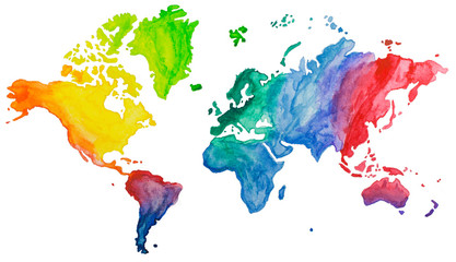 Fototapeta Welt Atlas Aquarell Farben obraz