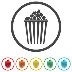 Popcorn icon, Cinema icon, 6 Colors Included