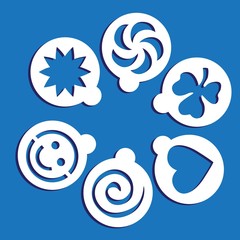 Coffee stencils set. Blue colors