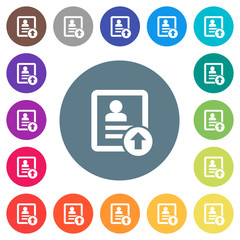 Move up contact flat white icons on round color backgrounds