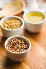 Healthy brown linseeds.