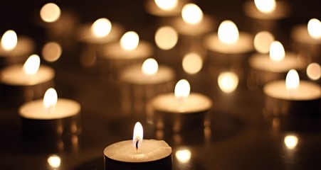 Image of Abstract background with flames and reflections of burning candles printed on Printed Glass Splashbacks