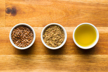 Healthy brown linseeds.