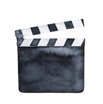 Movie clapper board. Single object with copy space, contrast stripes