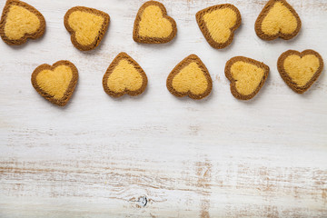 Heart-shaped cookies  for St. Valentine's Day.
