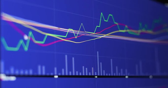 Stock market investment graph over blue screen