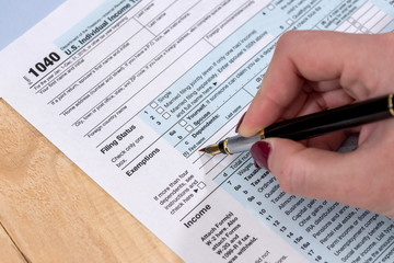 self-completed tax form in the U.S