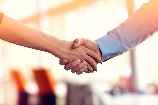 Successful Business People Handshaking Closing A Deal