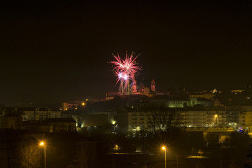 Fototapeta premium Fireworks at night in Viseu