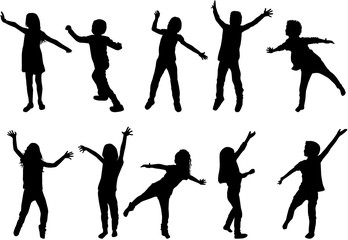 Childrens black silhouettes.