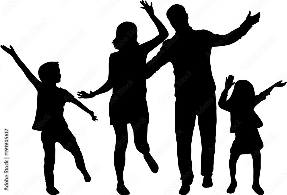 Poster Vector silhouette of family.