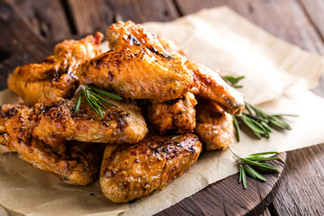 BBQ chicken wings, spicy grilled meat