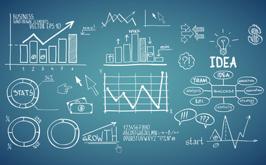 Business finance elements. Hand-drawn
