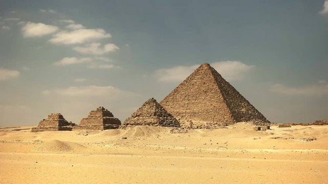 pyramid of menkaure and queens pyramids at giza near cairo, egypt
