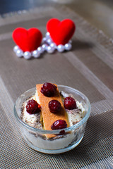 two desserts with a heart and beads