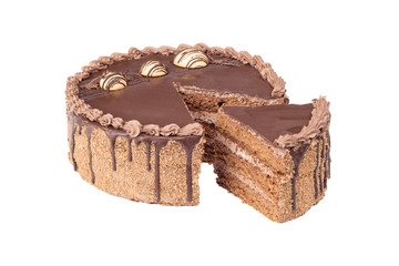 Sweet cake with black chocolate