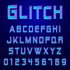 Alphabet font glitch effect design