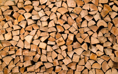firewood stacked along the wall