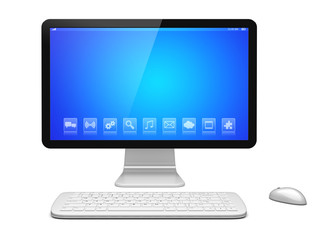 Desktop pc on a white