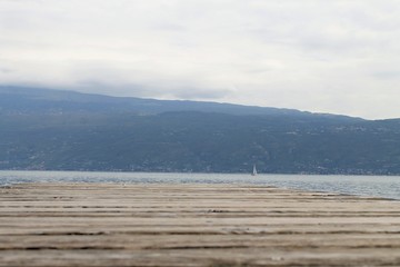 wooden jetty  on the lake