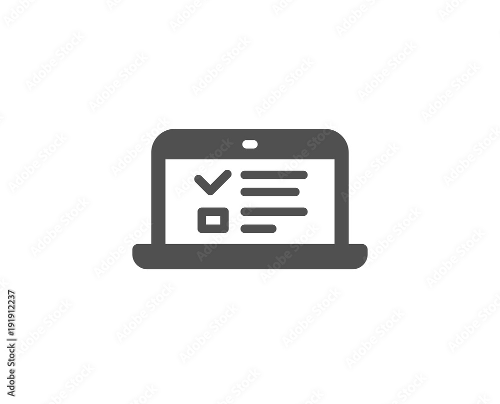 Poster online education simple icon. notebook or laptop sign. web presentation or internet lectures symbol.