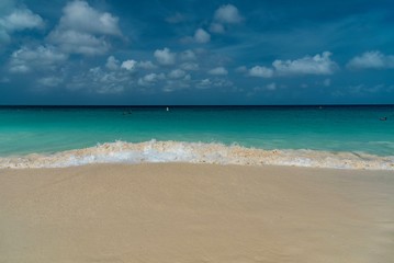 panorama on Eagle beach one of the most beautiful beaches of the Caribbean on the island of Aruba, Netherlands Antilles