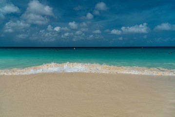 Fototapeta na wymiar panorama on Eagle beach one of the most beautiful beaches of the Caribbean on the island of Aruba, Netherlands Antilles
