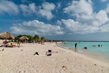 Fototapeta na wymiar Aruba island tropical beach in the Caribbean sea in the Netherlands Antilles