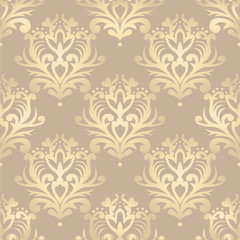 Obraz premium Vector seamless floral damask pattern. Rich ornament, old Damascus style. Royal victorian seamless pattern for wallpapers, textile, wrapping, wedding invitation. EPS10