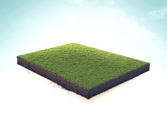 Odosobnionego 3d ilustracyjnej zielonej trawy isometric cięcie, biały tło. - 191913877