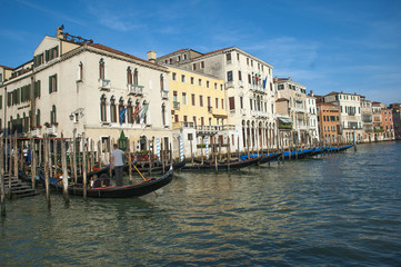 Fototapeta na wymiar gondolas along the Grand Canal in Venice, Italy